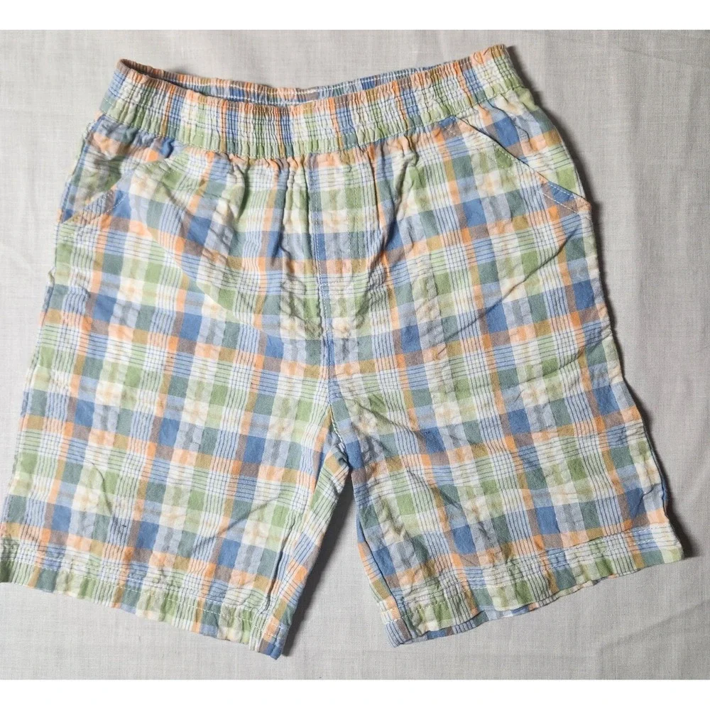 Little Me Plaid Pastel Colors Shorts Boys Sz 4